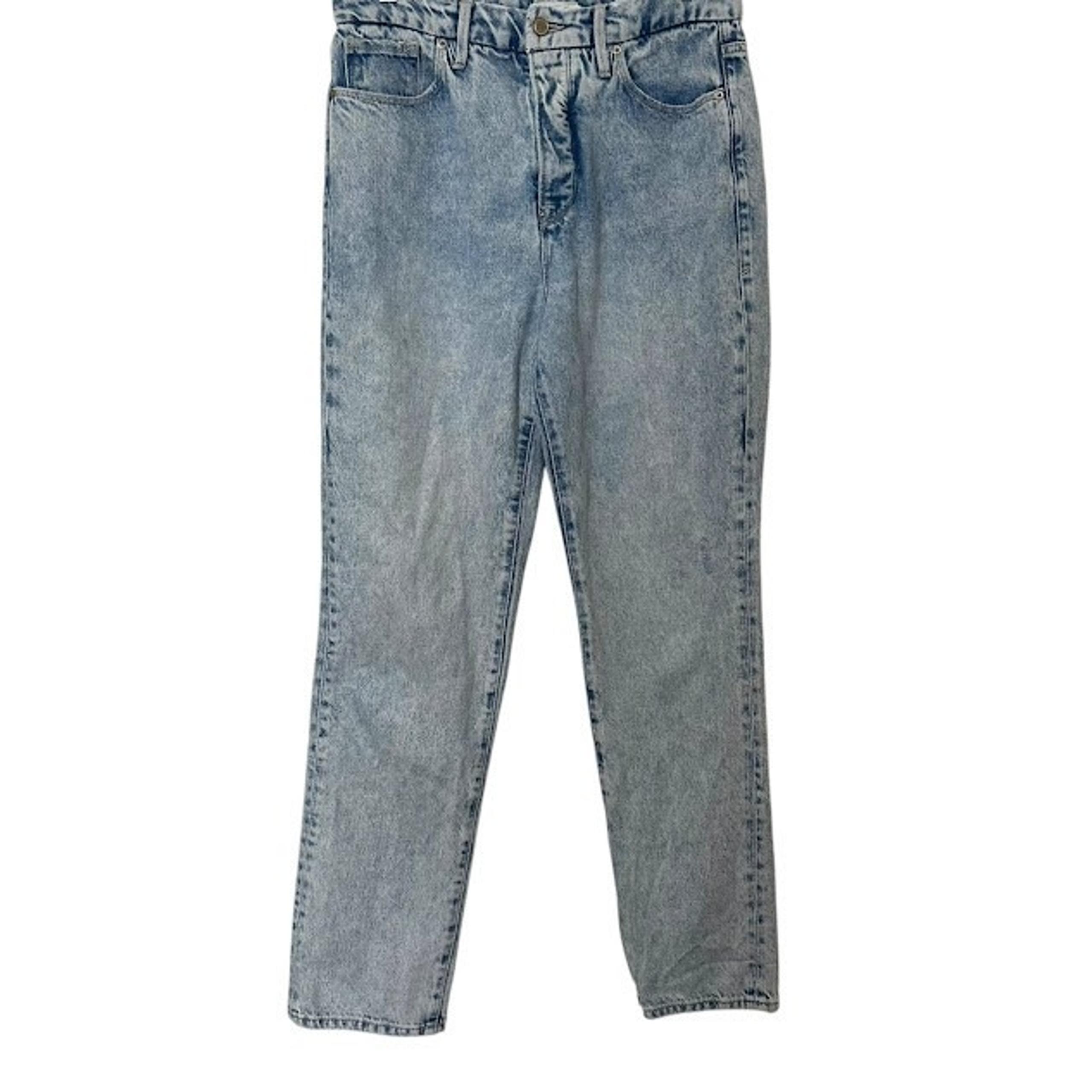 Good American Good Boy Light Wash Button Fly Distressed Boyfriend Jeans 6 / 28