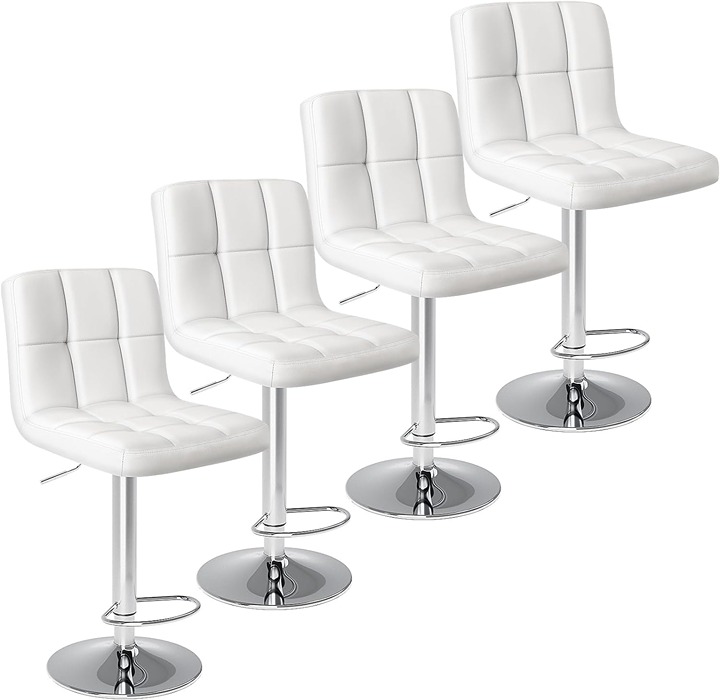 Bar Stools Set of 4 Adjustable Swivel Barstools