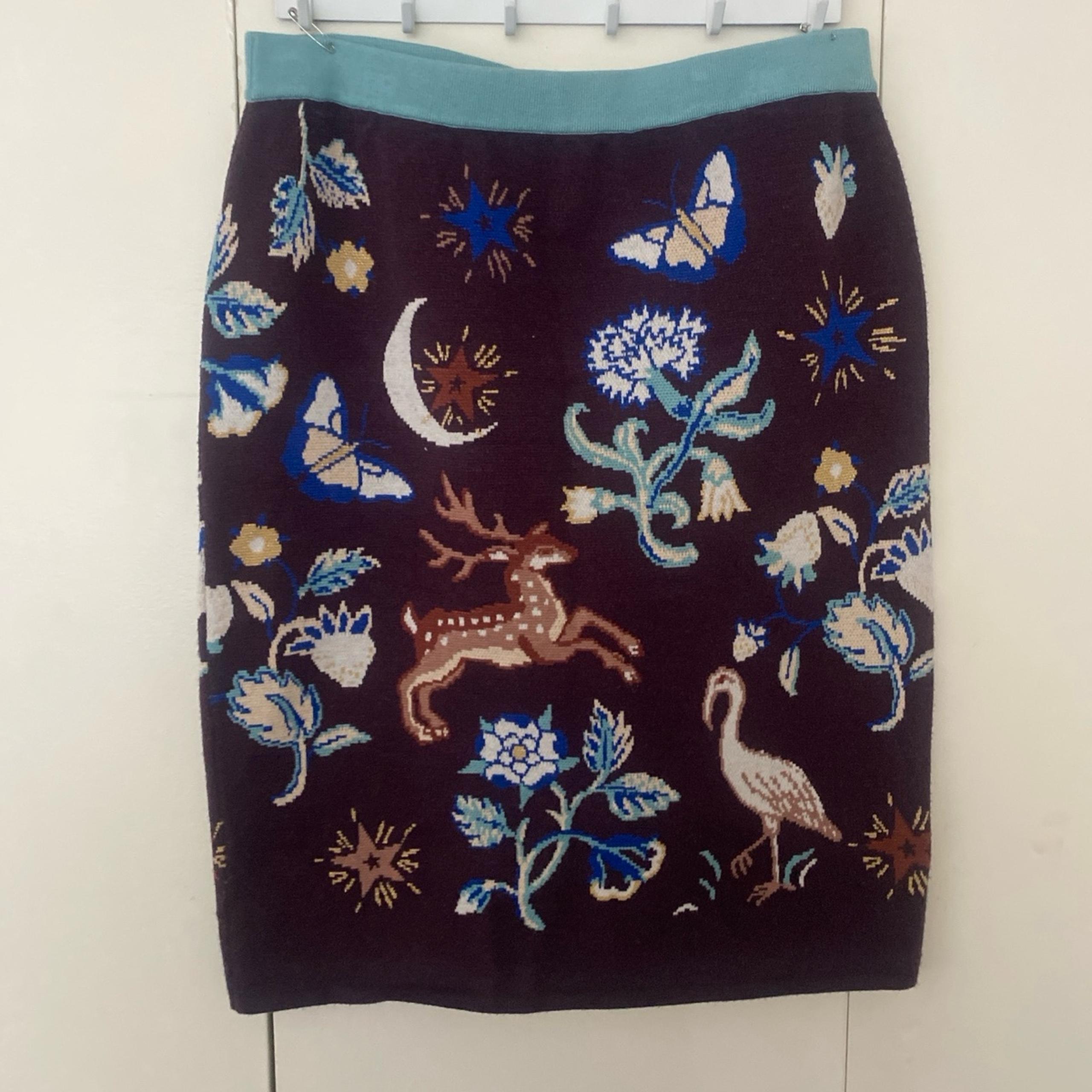 Anthropologie Forest Friends Pencil Knit Skirt. See description for measurements