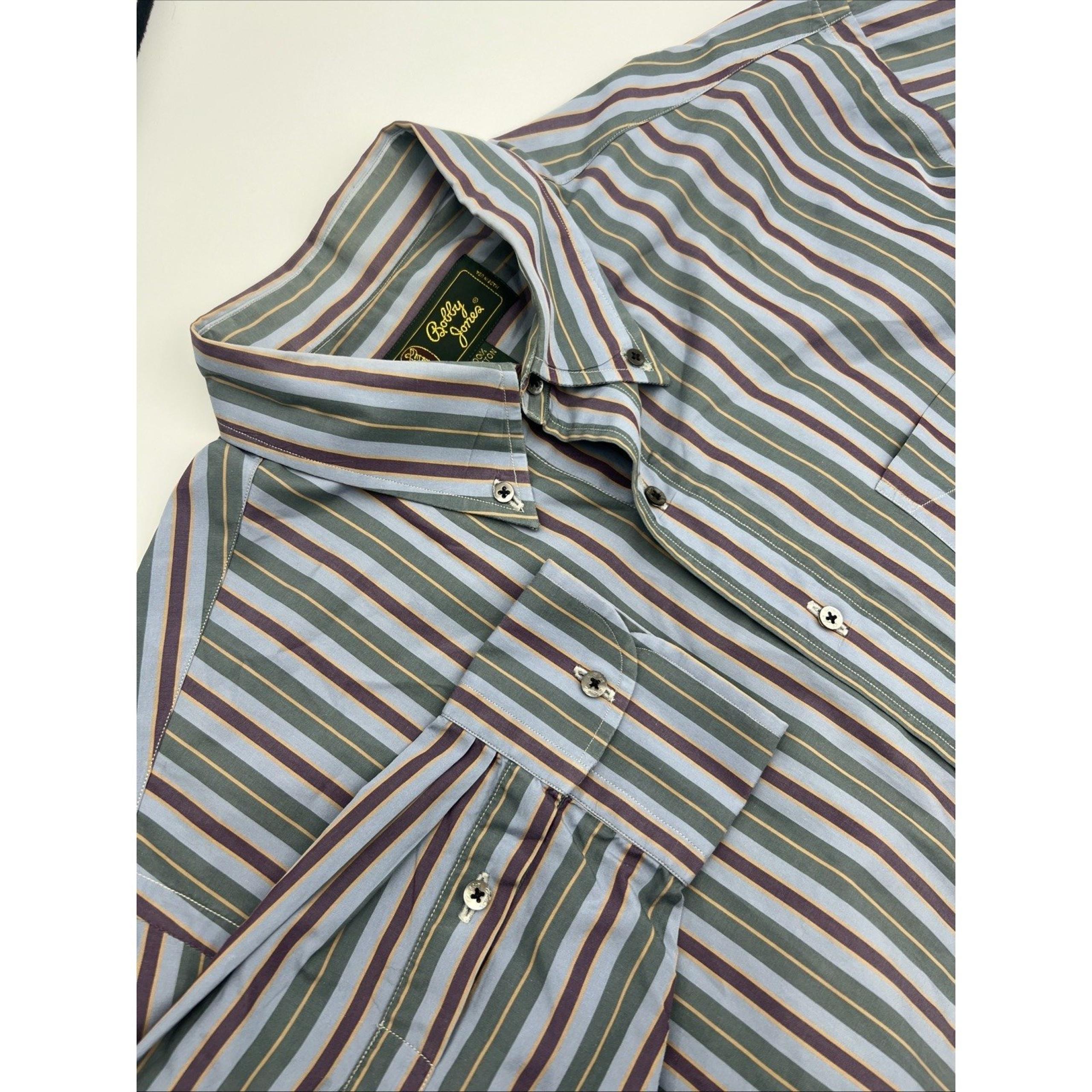 Bobby Jones Mens Long Sleeve Button Up Striped Shirt Size Large 100% Cotton