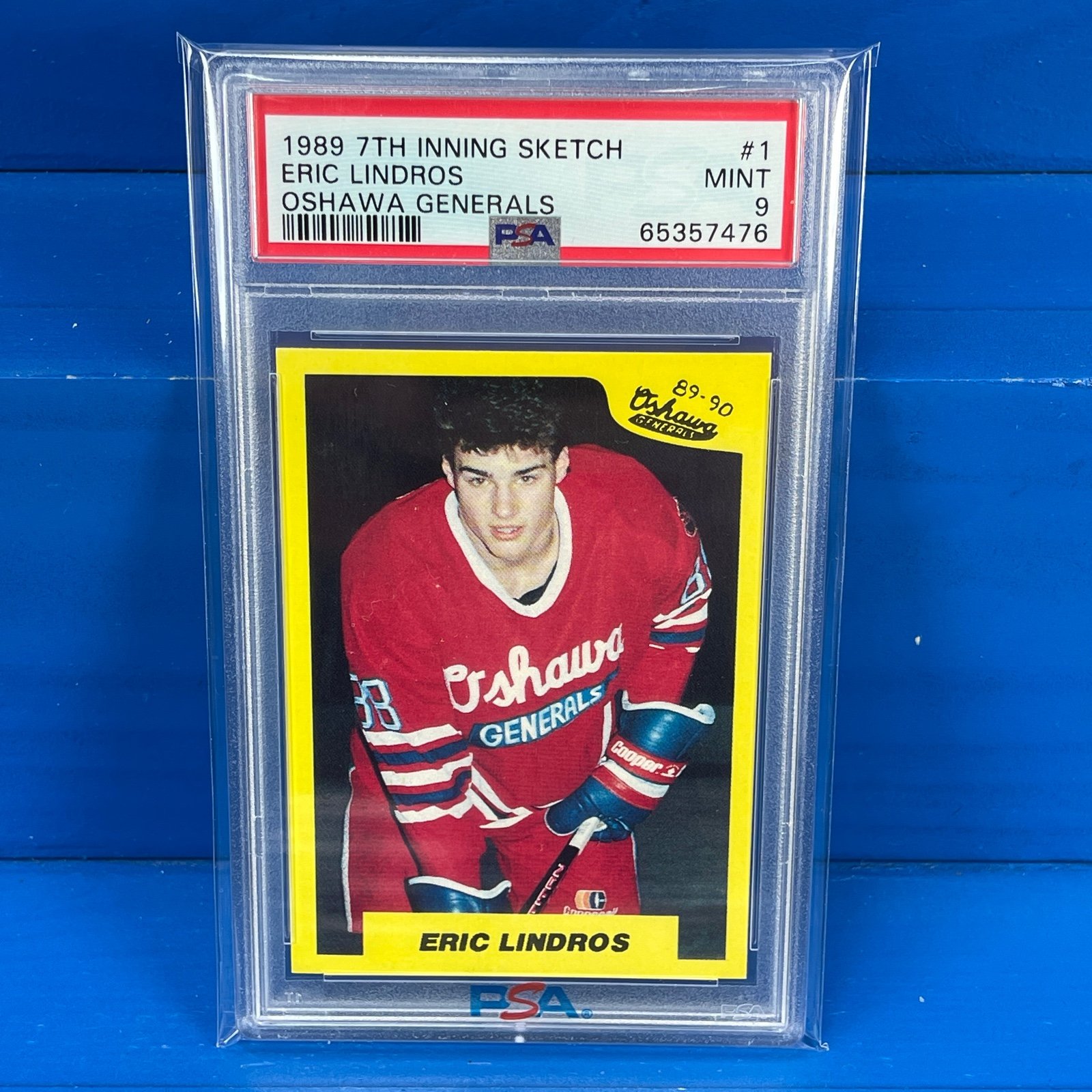 ERIC LINDROS 1989 7th Inning Sketch OHL PRC RC Rookie Card PSA MINT 9 HOF Legend