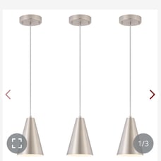 Set of 3 brushed nickel pendant lights