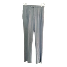Corbin Mens Sz 34R Pleated Unhemmed Small Check Blue Casual Pants Slacks NWT