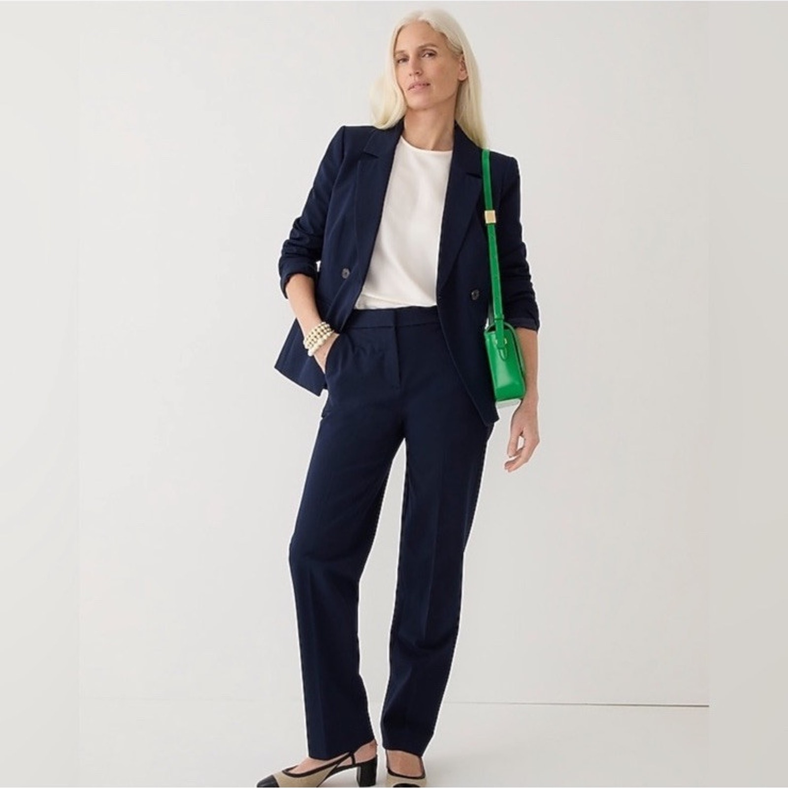 J. Crew Navy Blue Kate Straight Leg Pants Bi-Stretch Cotton Blend BF401 Size 4