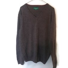 Emerald Style V-Neck Gray Sweater Pullover lambs Wool Men Size: L