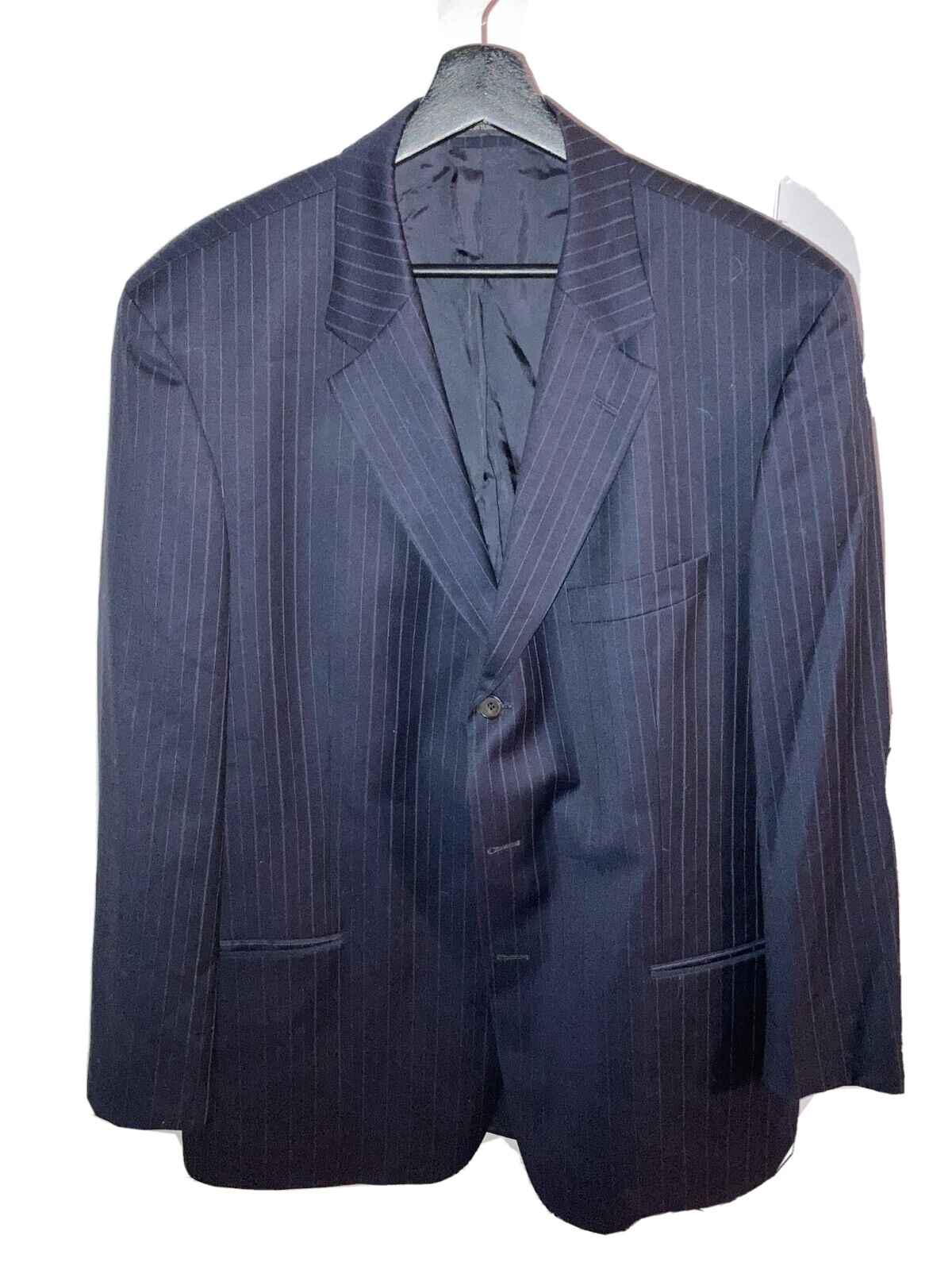 HUGO BOSS SIZE 46R BLAZER NAVY BLUE STRIPED MADE IN TURKEY