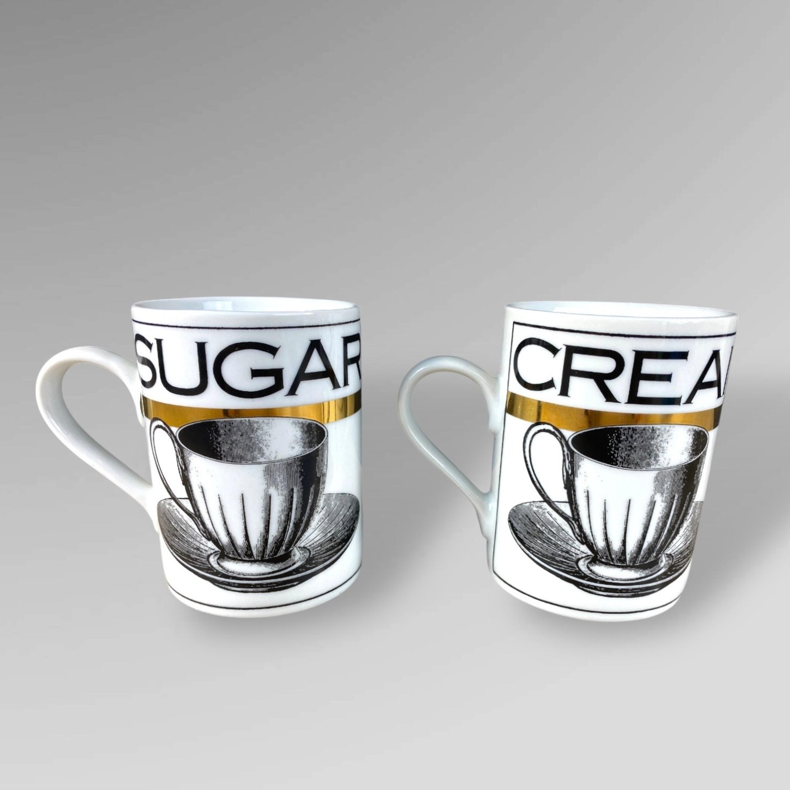 Department 56 Coffee Break Mugs SET of 2 CREAM SUGAR Bottom Interiors Say Refill