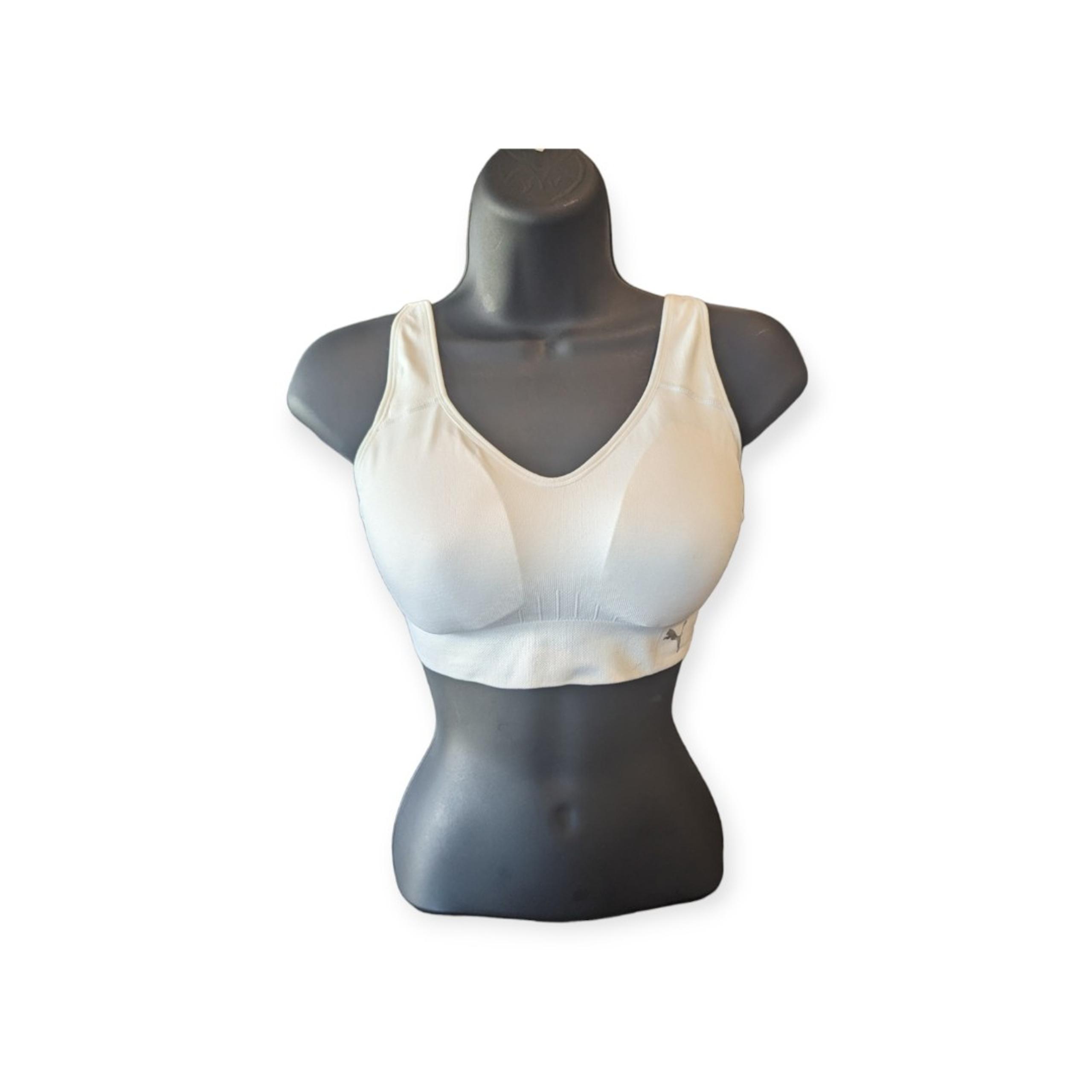 Puma White Seamless Sports Bra Women Adjustable Bra Straps Medium