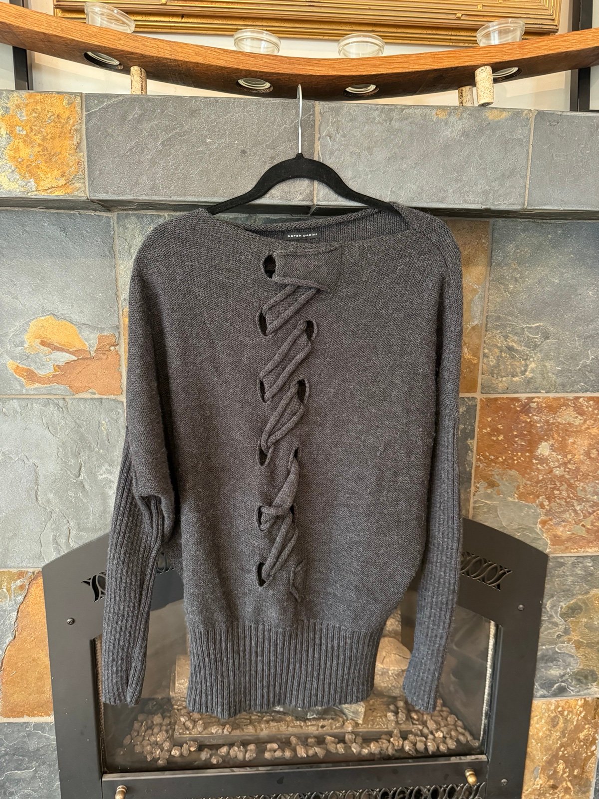 Sarah Pacini Alpaca and Merino Wool Cable Knit Sweater