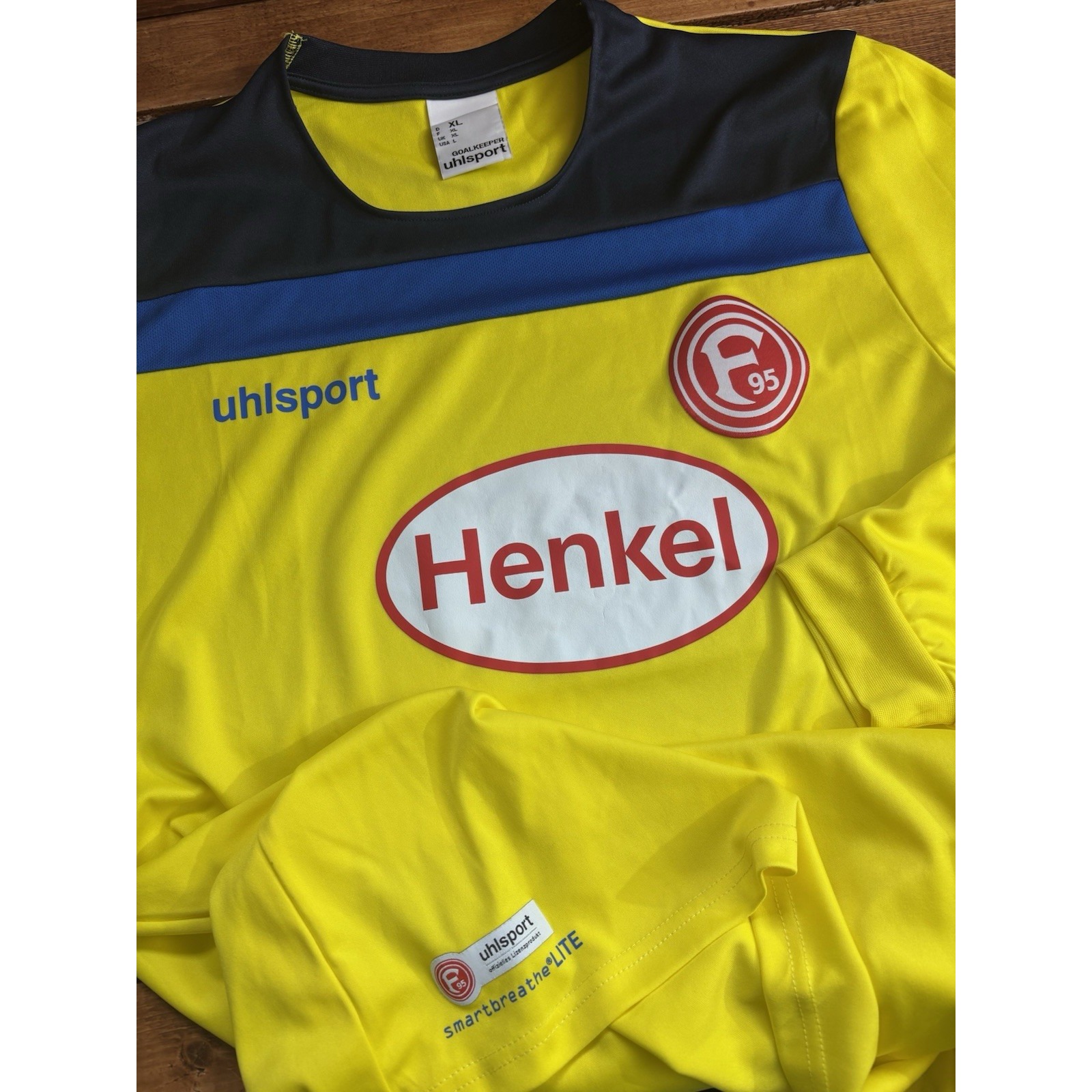 Uhlsport Fortuna Dusseldorf Germany Soccer Jersey Large Yellow Goalkeeper Henkel