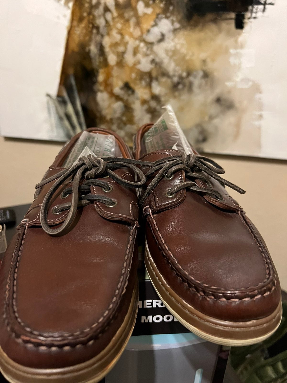 Men’s Allen Edmonds Eastport Casual Boat Shoes in Brown Leather Size 11 1/2
