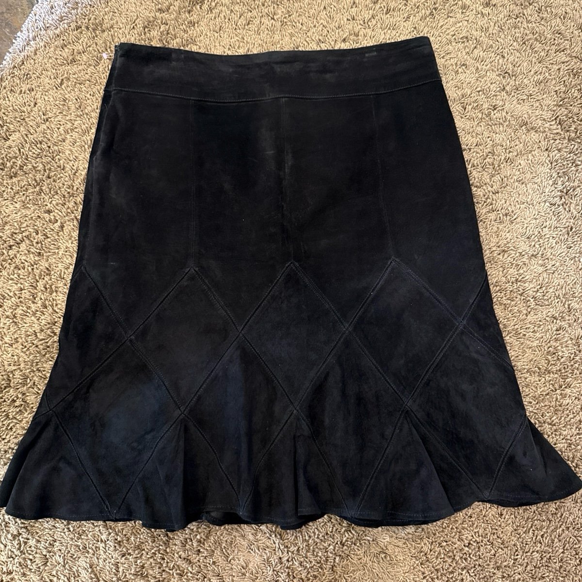 Saguaro Black Suede Scalloped Skirt, Size 12