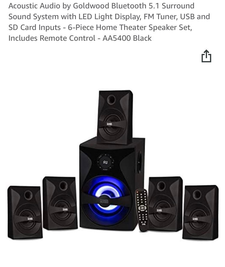 oustic Audio by Goldwood Bluetooth 5.1 Surround Sound System with LED Light Disp