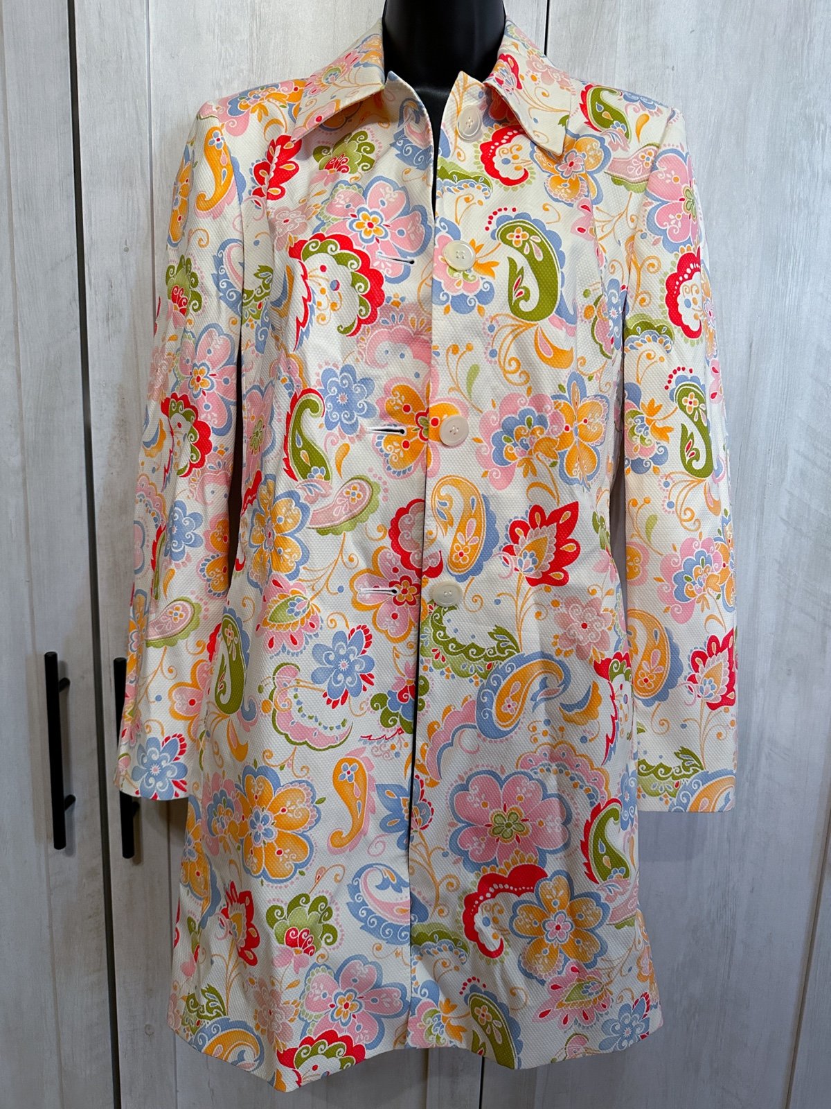 Vintage Talbots White Multicolored Paisley Light Jacket