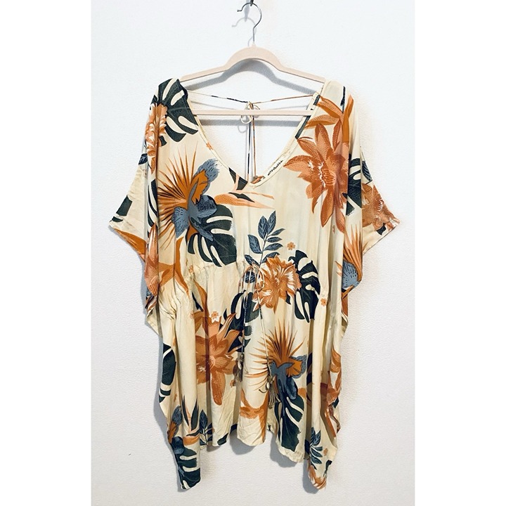 Z And L Anthropologie Cover Up Womens One Size Tropical Floral Tassel Boho Beach