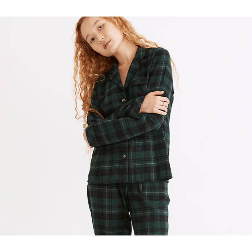 NWT Madewell Flannel Bedtime Pajama TOP Only in Reywood Plaid size XL