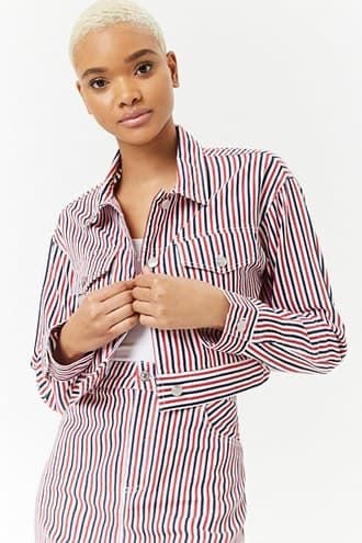 Red white and blue striped patriotic cropped jacket never worn