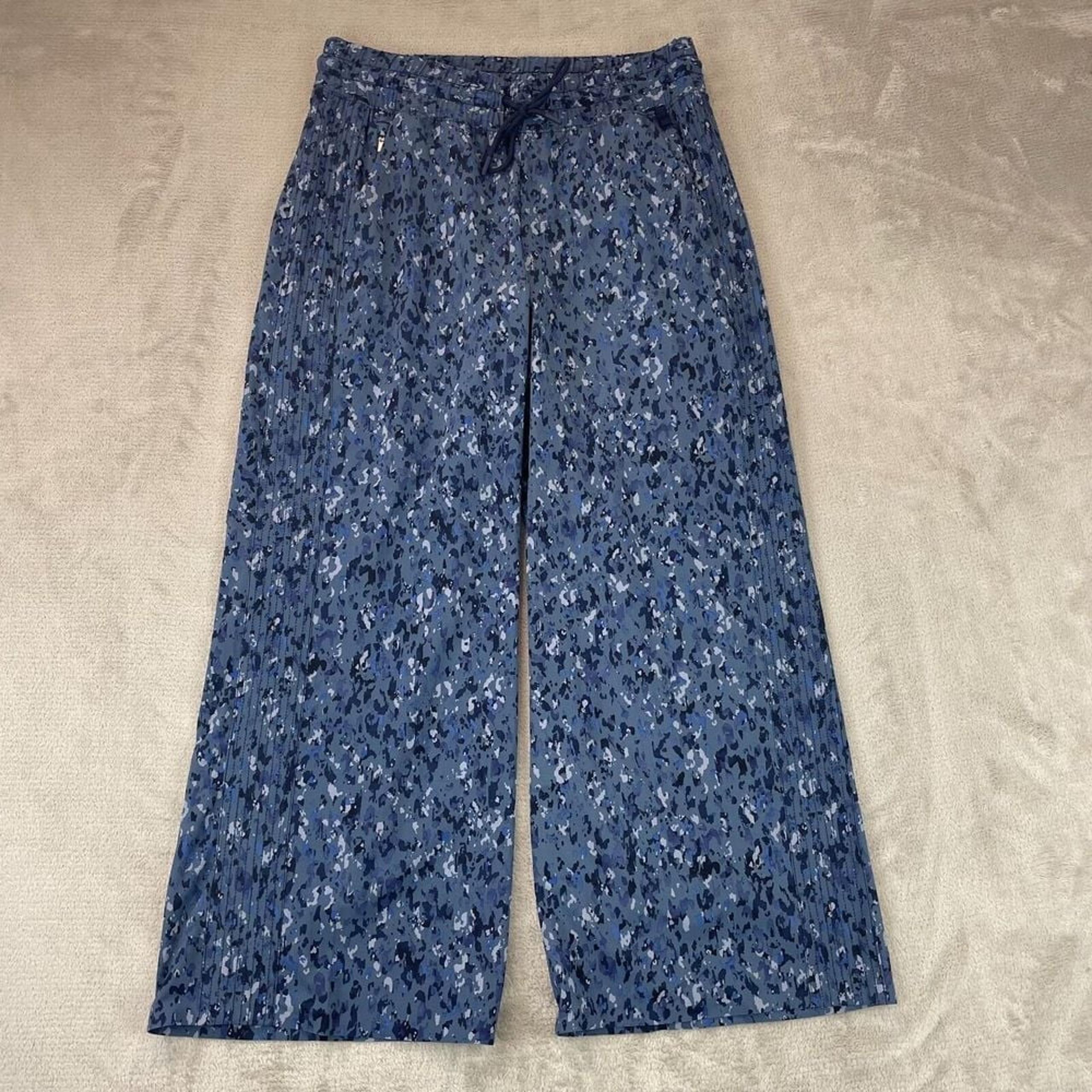 Athleta Pants Women 8 Allure Navy Avenue Wide Leg Cropped Athleisure Active NWOT