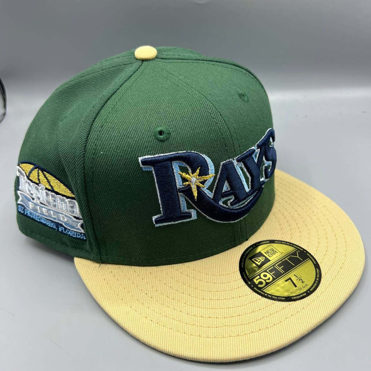 Tampa Bay Rays Hat Men 7 1/2 Green Yellow 59Fifty New Era Fitted Cap