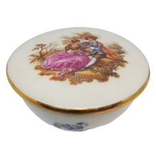 Vintage Small Limoges France Trinket Box Man Woman Courtship Scene 2 1/2 X 1