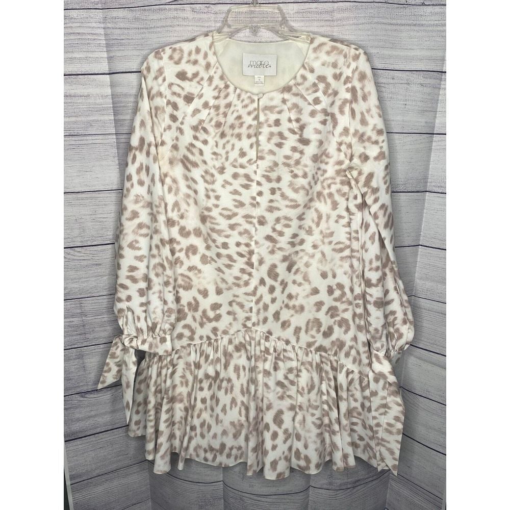 NWOT Anthropologie Mare Mare gray leopard tie sleeve lined oversized dress small