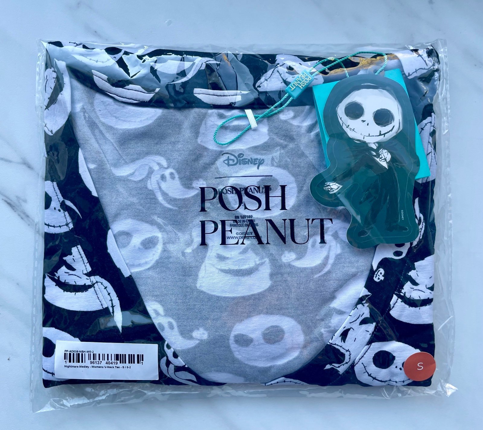 Posh Peanut Disney Nightmare Before Christmas Medley GITD NBC V-Neck Tee SMALL