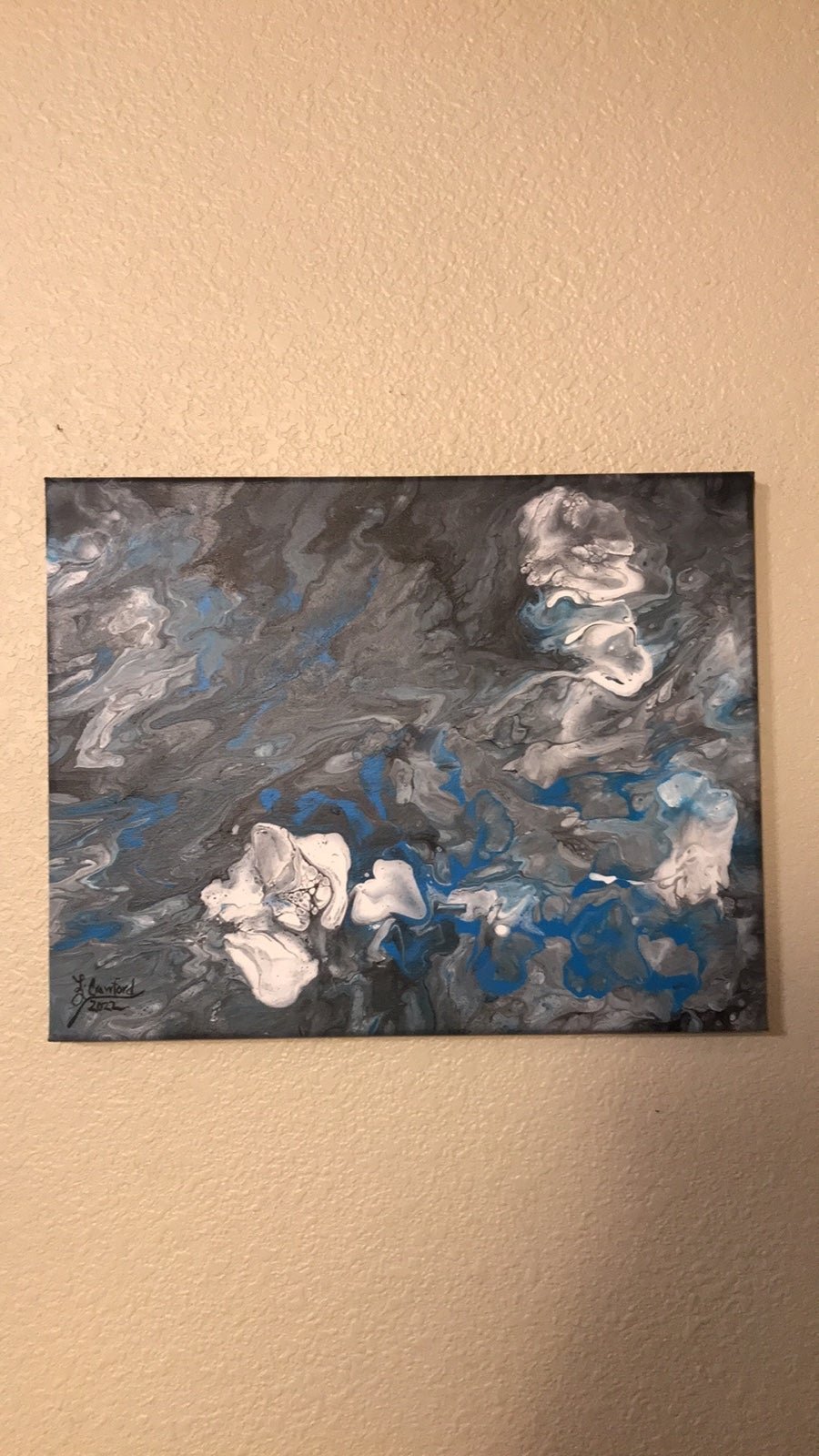Abstract Blues Acrylic Art 11x14