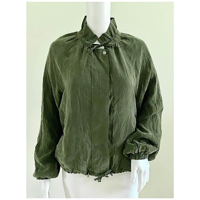 1.State Women's Olive Green Bomber Jacket Size Small Zip Closure Long Sleeves