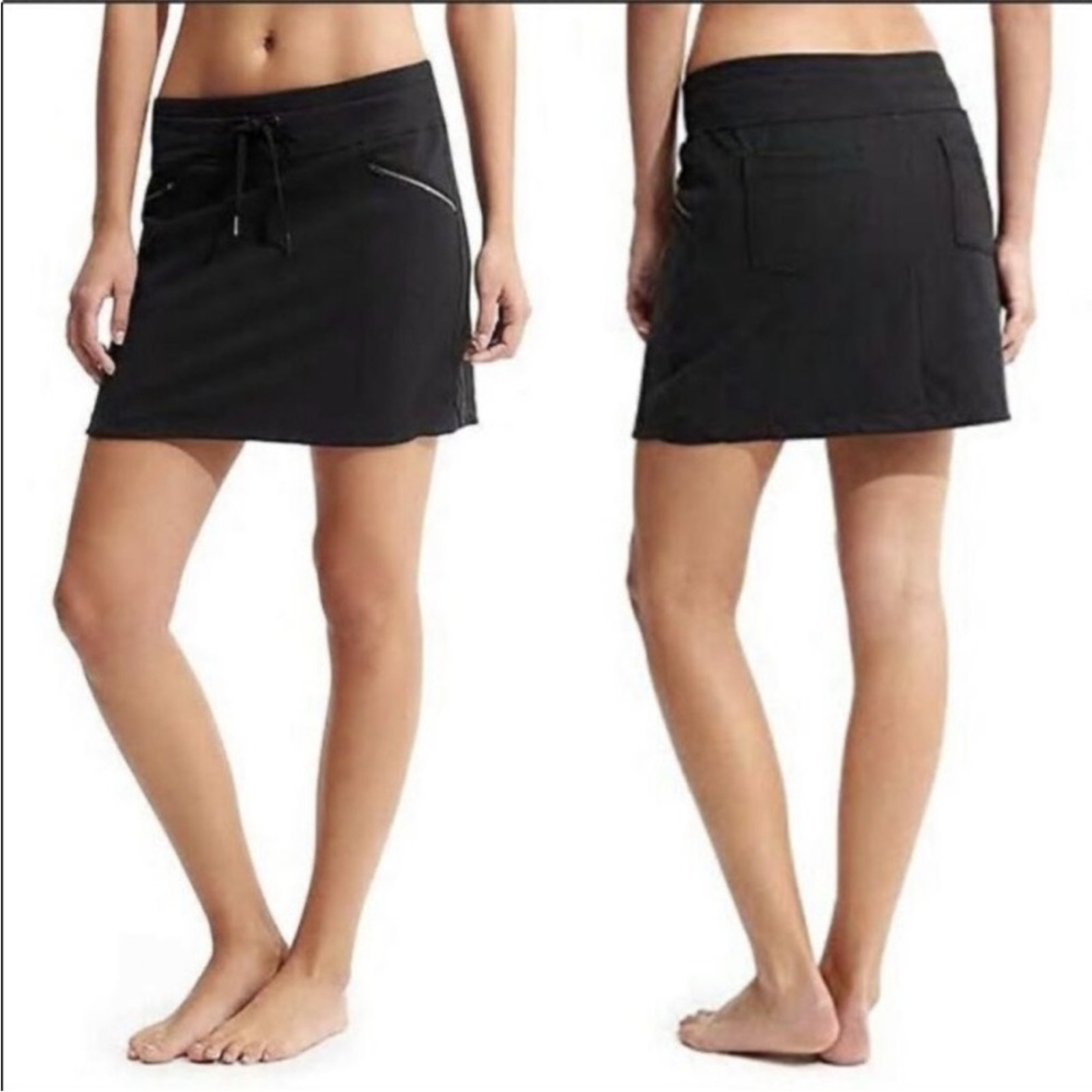 ATHLETA black Metro skort with zip pockets size small athleisure travel casual