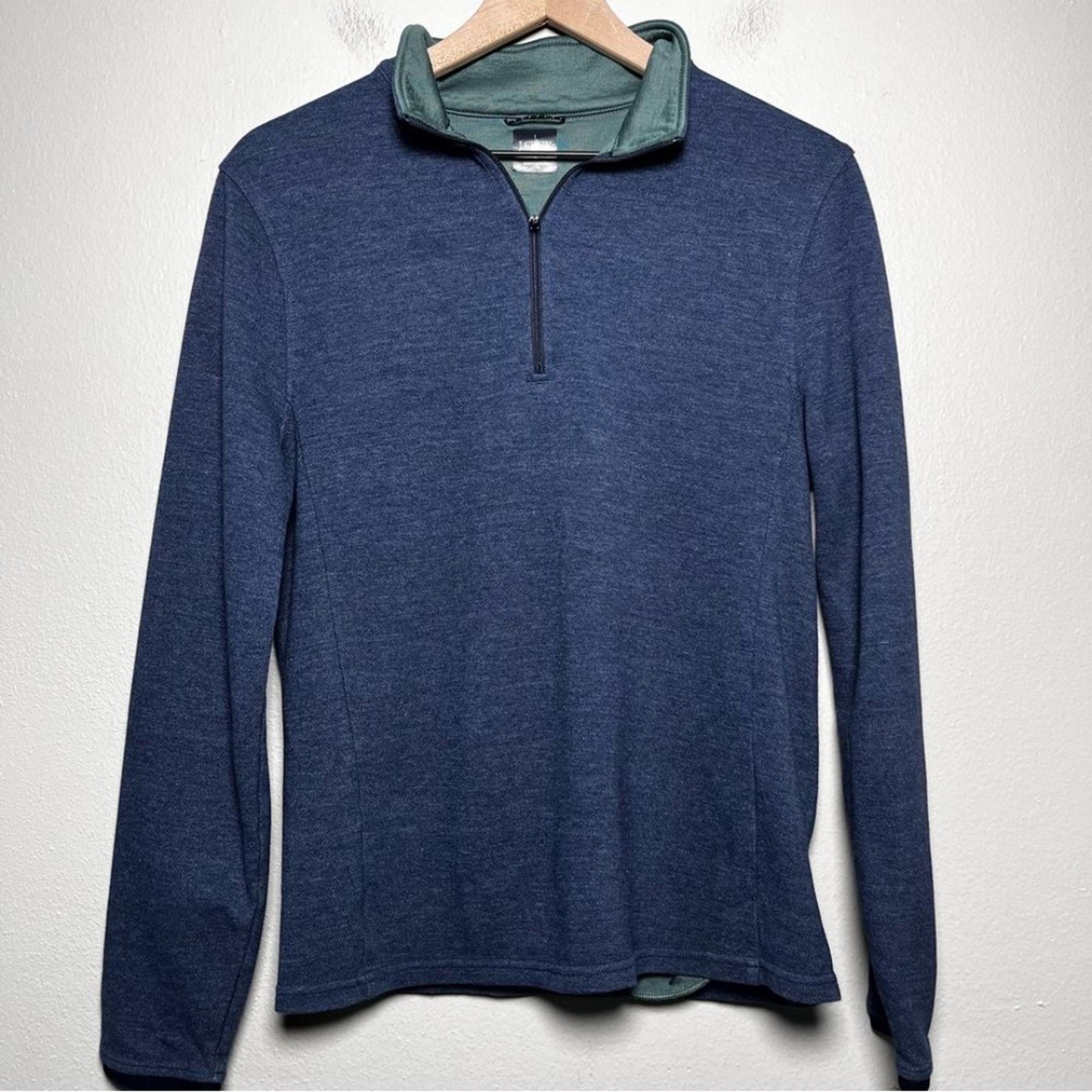 J. Crew Men Performance Pullover Sweater Small Blue COOLMAX 1/4 Zip Golf Outdoor