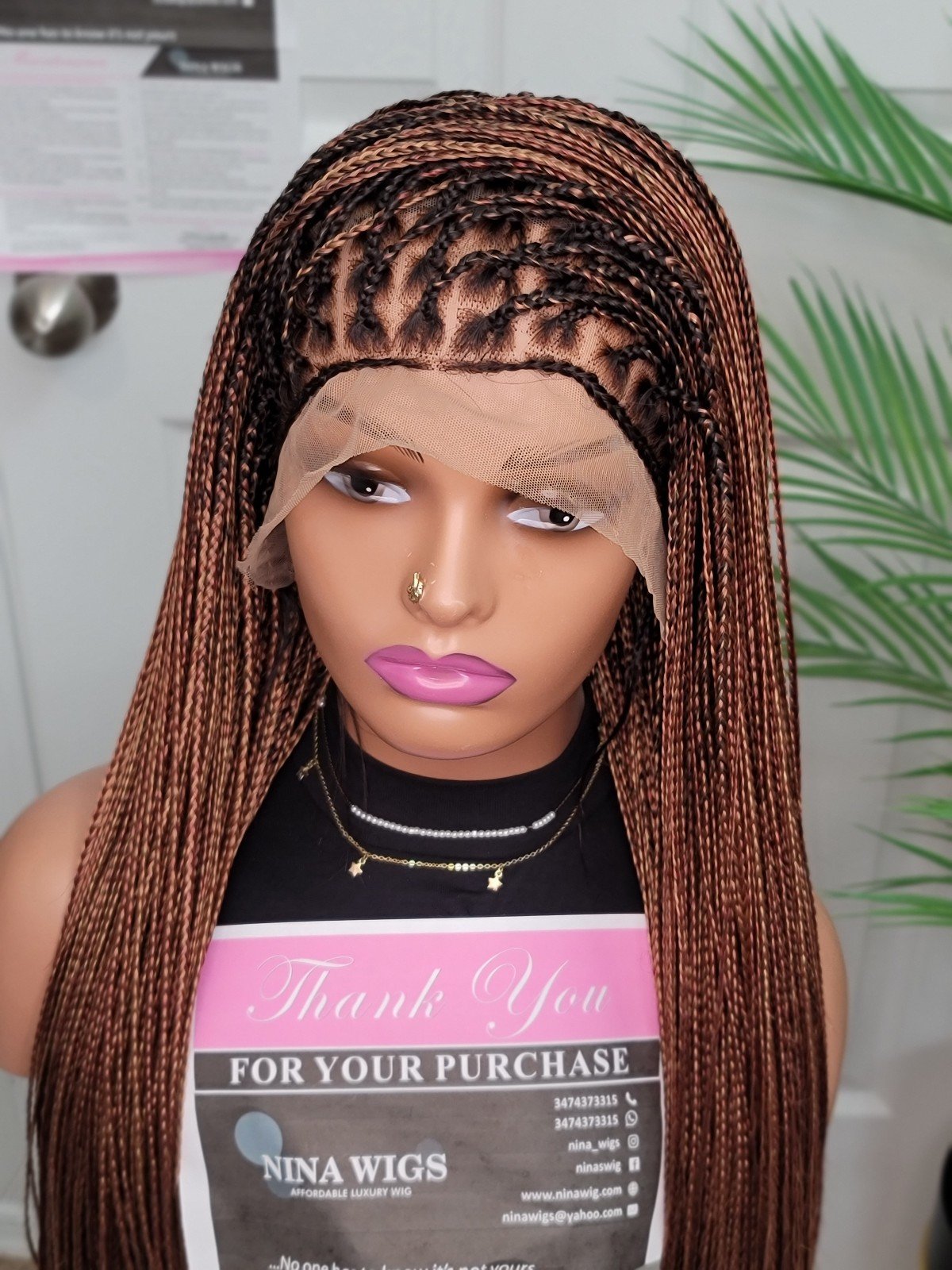 Ready to ship lace frontal silky knotless Braided Wig
