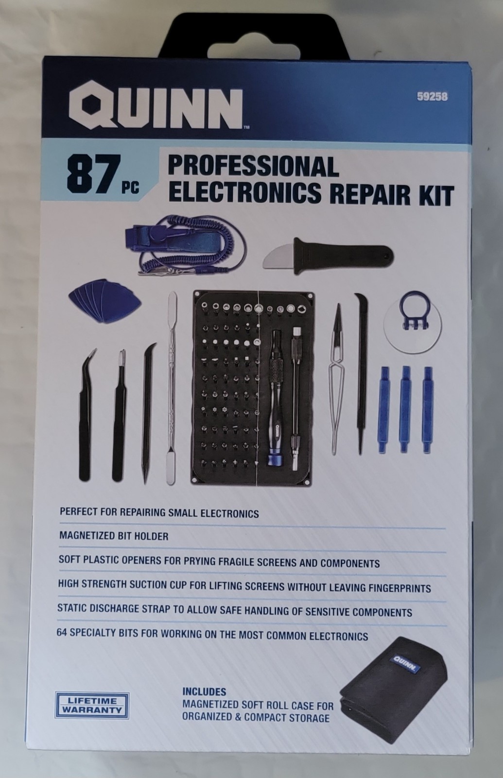 Quinn 87pc. Professional Electronics Repair Kit Brand New Lifetime Warranty