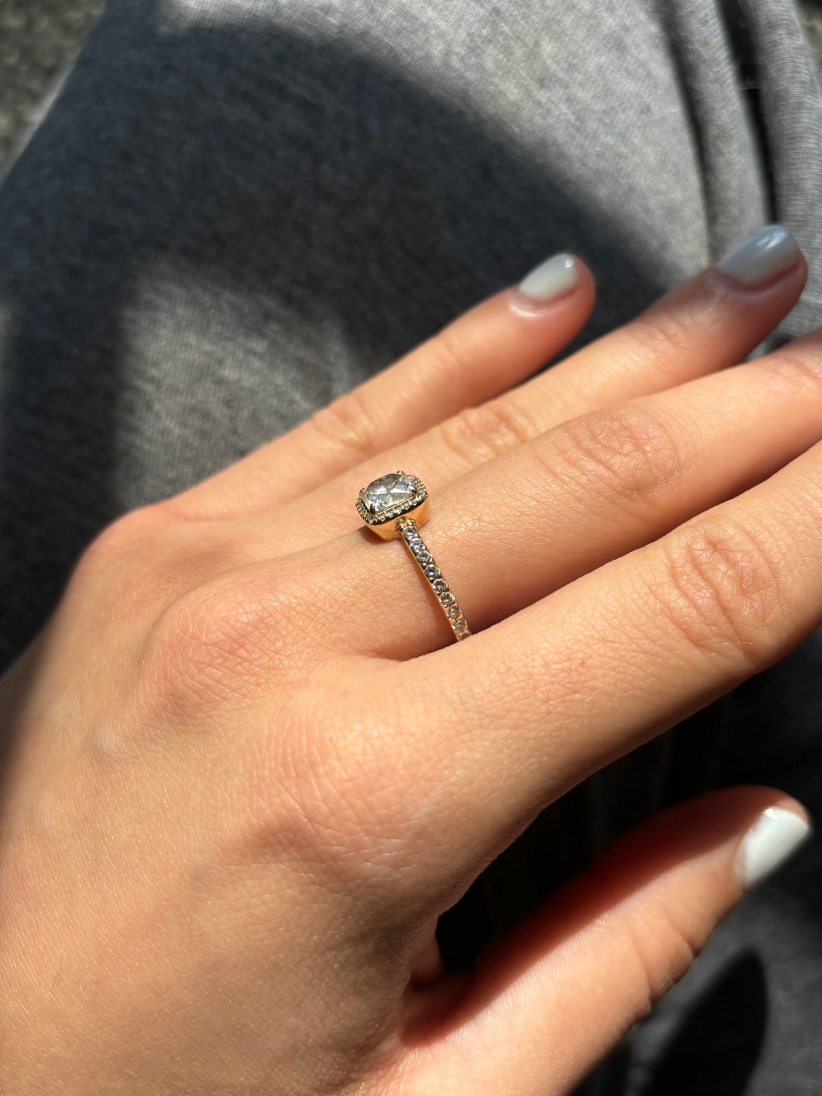 Pandora Square Sparkle Halo Ring