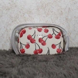 Coach Mini Jamie Camera Bag with Cherry Print (Chalk)