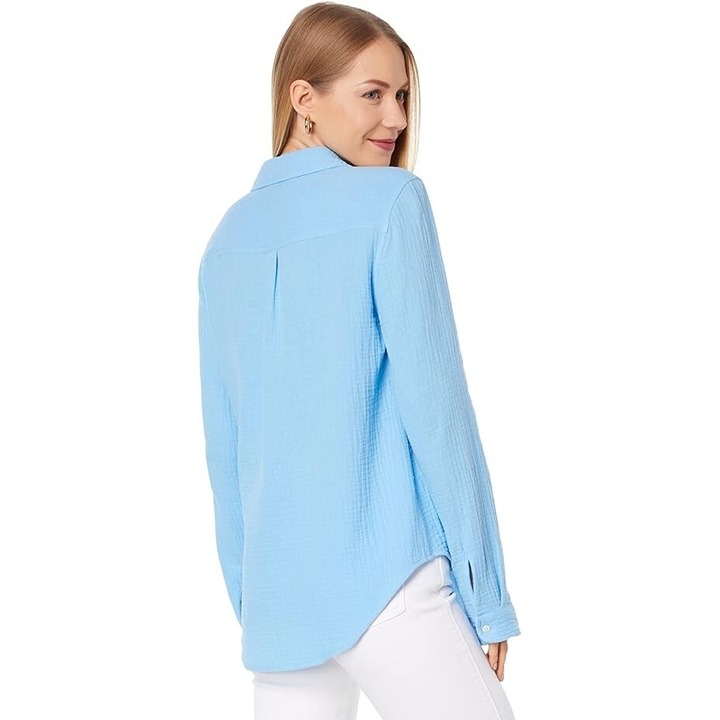 Lilly Pulitzer S Geanie Button Down In Frenchie Blue Crinkle Gauze
