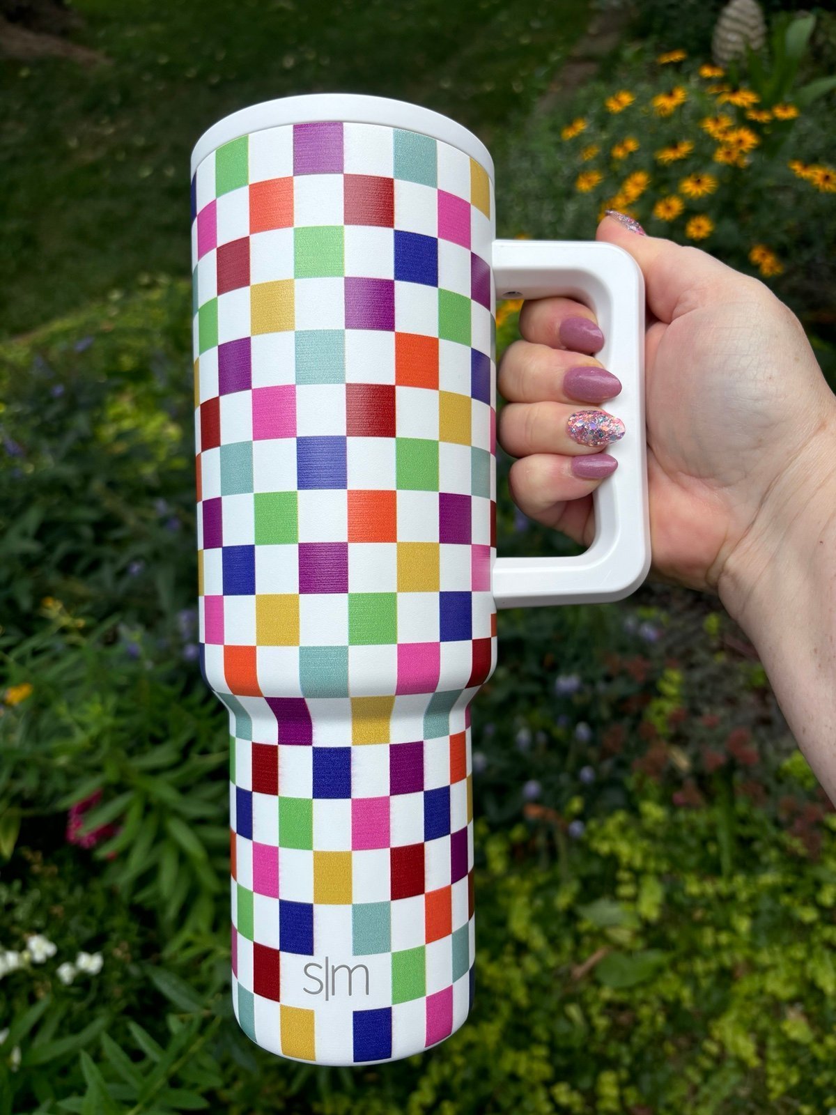 Simple Modern Rainbow Technicolor Checkered Trek Tumbler