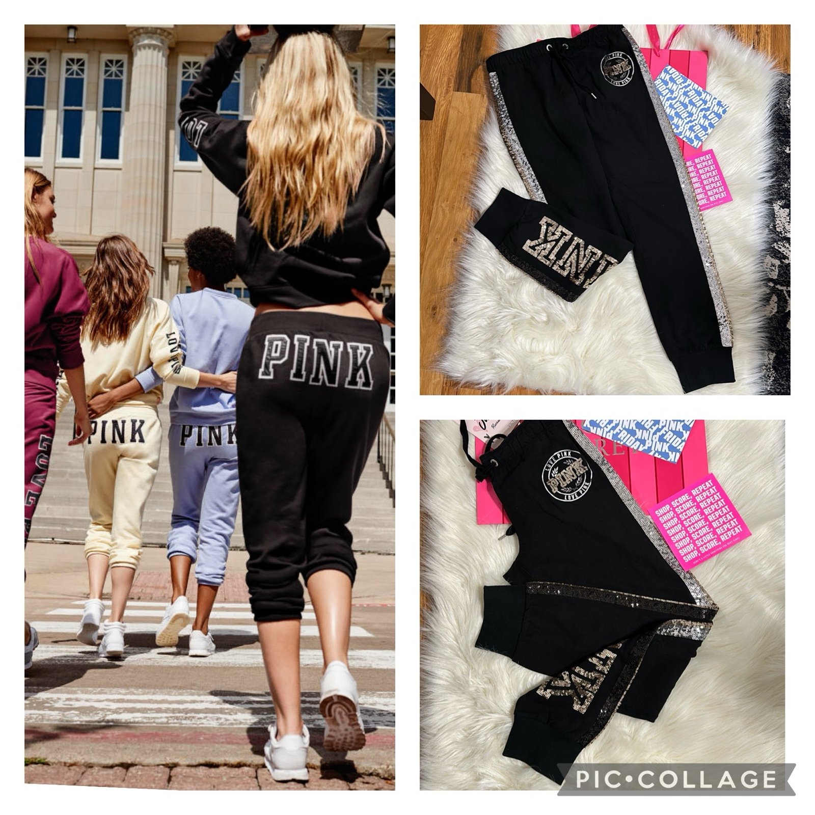 NWT Victoria’s Secrets PINK Bling Campus Joggers XS