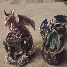 Light up dragon crystal cave and Purple dragon triple backflow incense burner