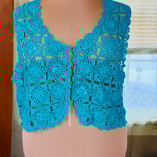 Cervelle Knitted Crop Sweater Vest - Turquoise (Size 1X)