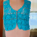 Cervelle Knitted Crop Sweater Vest - Turquoise (Size 1X)