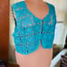 Cervelle Knitted Crop Sweater Vest - Turquoise (Size 1X)