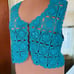 Cervelle Knitted Crop Sweater Vest - Turquoise (Size 1X)