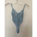 Vintage baby blue embroidered bow sheer lace bodysuit size small