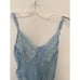 Vintage baby blue embroidered bow sheer lace bodysuit size small