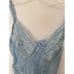 Vintage baby blue embroidered bow sheer lace bodysuit size small