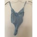 Vintage baby blue embroidered bow sheer lace bodysuit size small