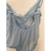 Vintage baby blue embroidered bow sheer lace bodysuit size small