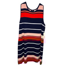 Eliza J Womens Stripe Sleeveless Sweater Dress Plus Size 3X Multicolor Knit NWT