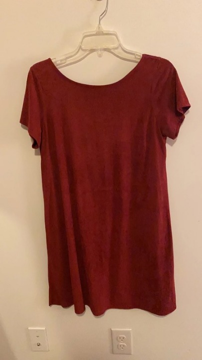 Burgundy Velvet Dress with Cute Back Details