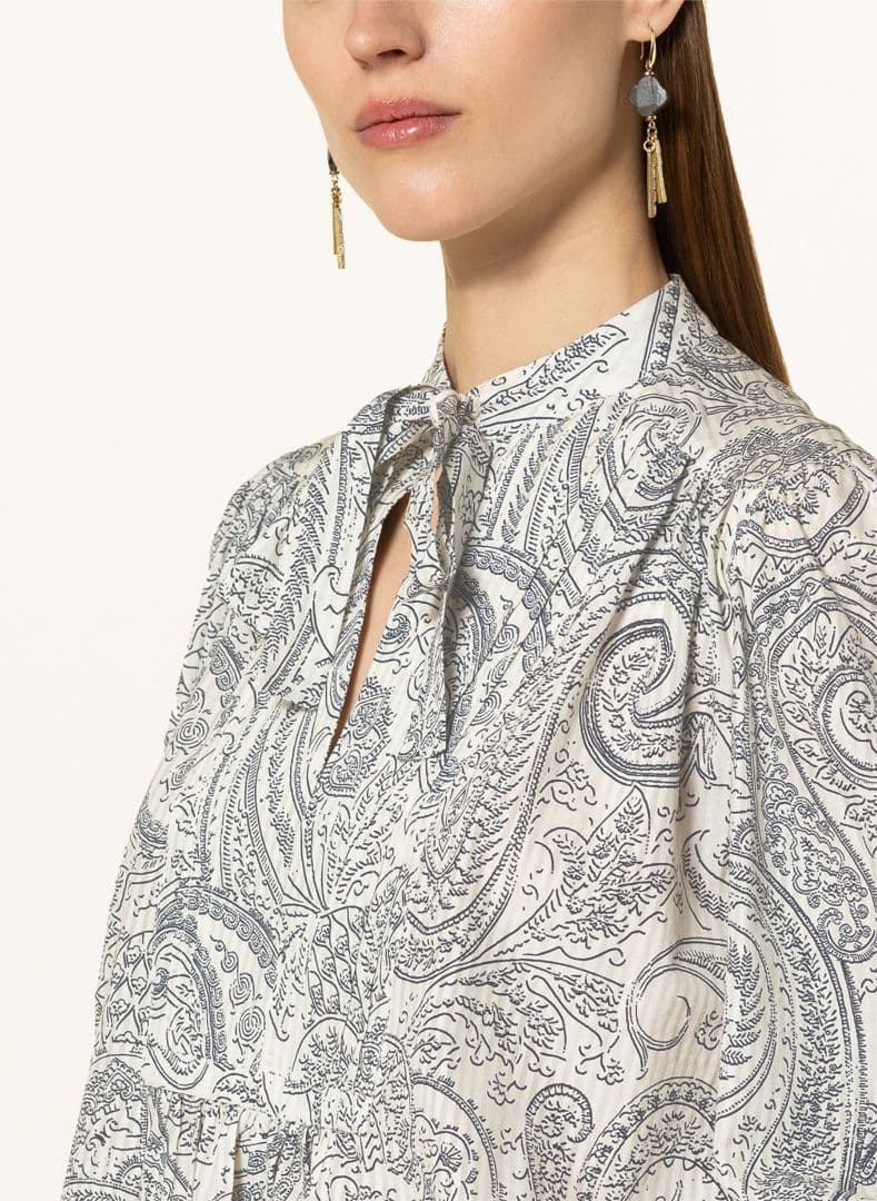 ETRO Paisley Pattern Balloon Sleeve Shirt with Bow Tie